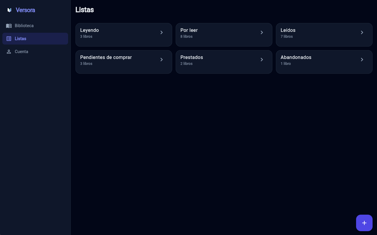 Listas personalizadas de lectura en Versora web